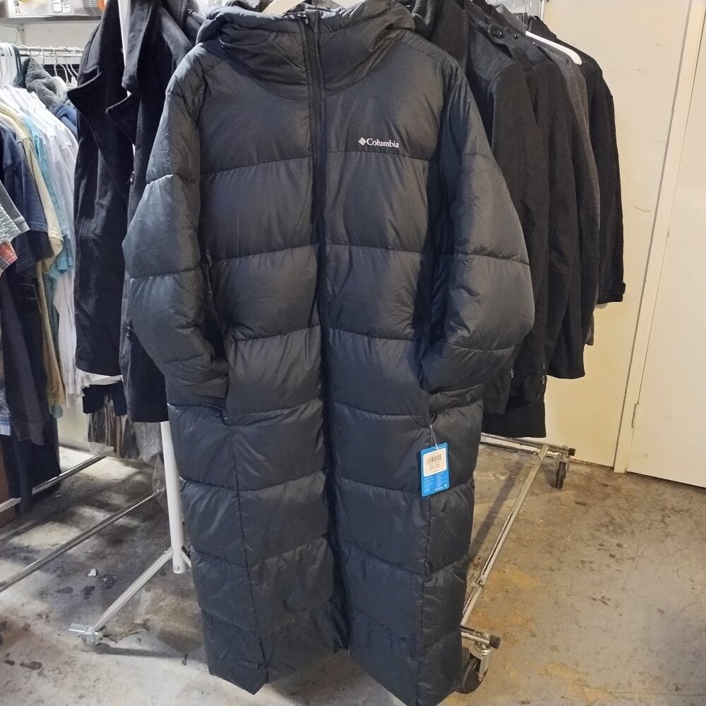 Columbia WOMENS SIZE XXL Long Puffer Jacket Winter Coat 2XL Hooded Black Puffect